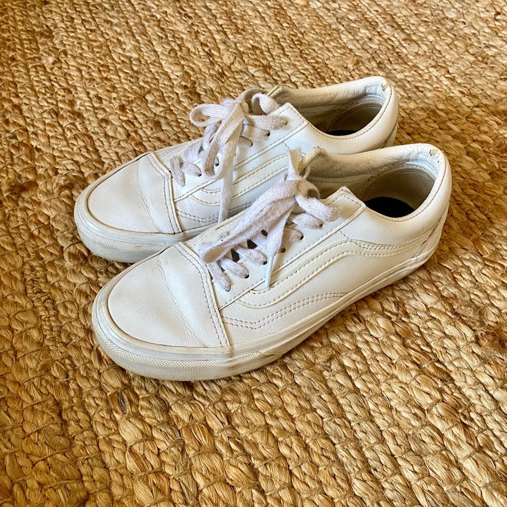 Vans Old Skool White Leather Sneakers